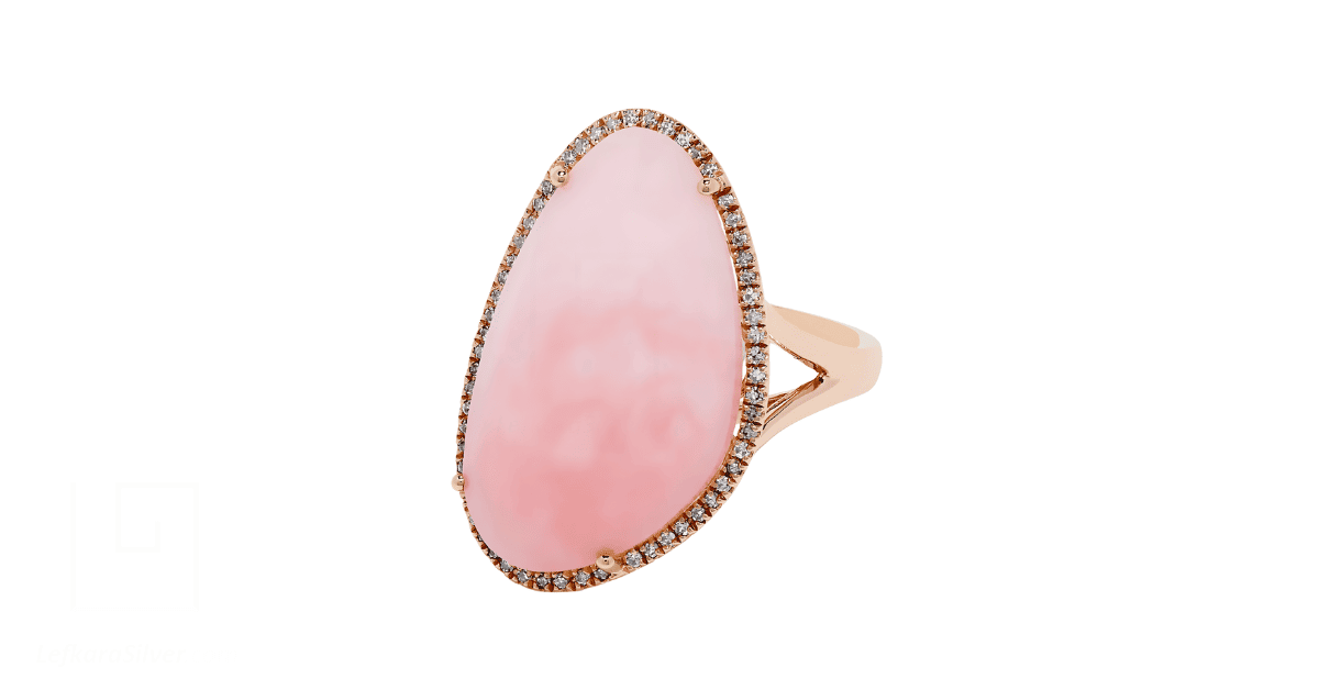 a pink opal ring. 