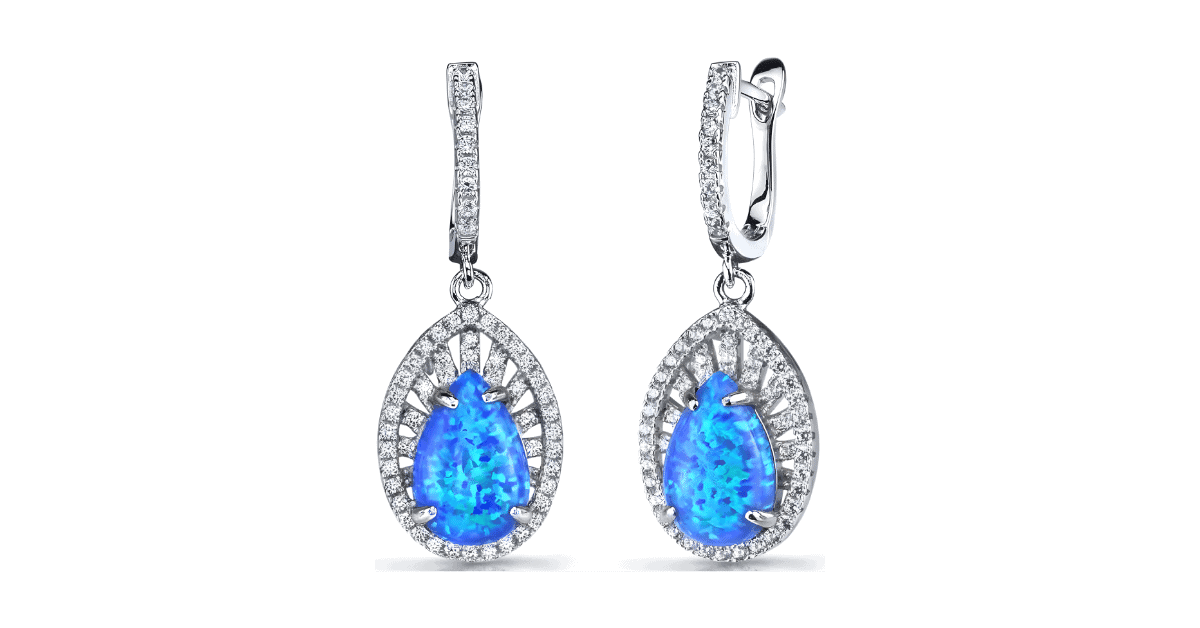 A pair of Mexican blue opal earrings.