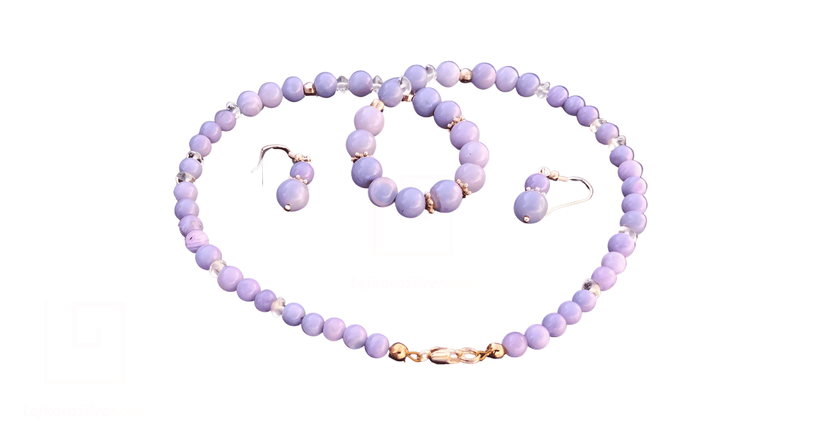 a lavender opal bead jewelry set.