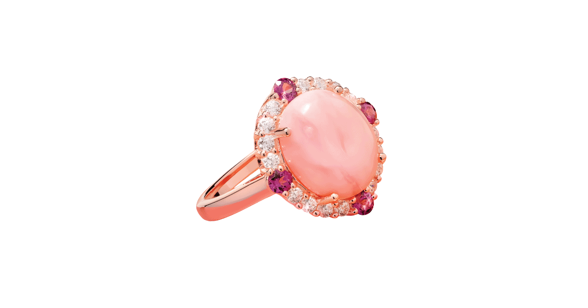 a Peruvian pink opal ring.