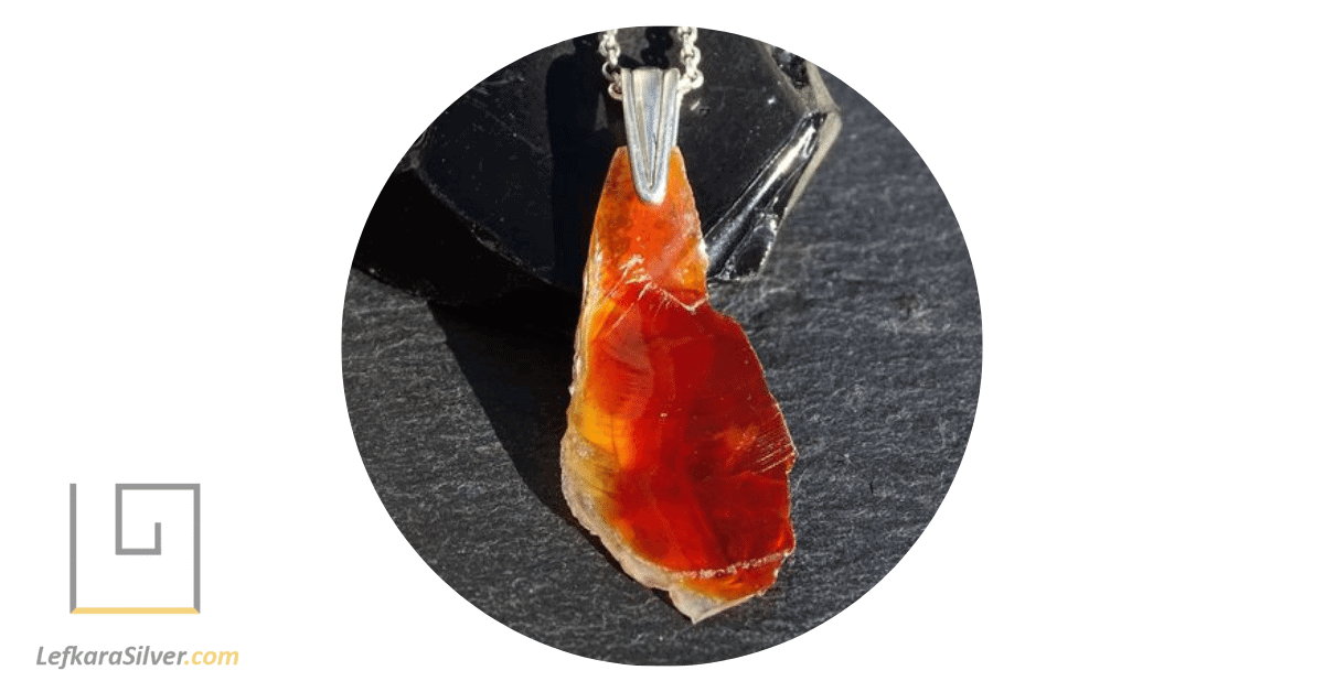 a raw fire opal necklace