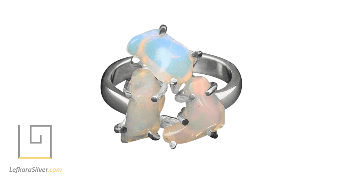 a raw opal silver ring