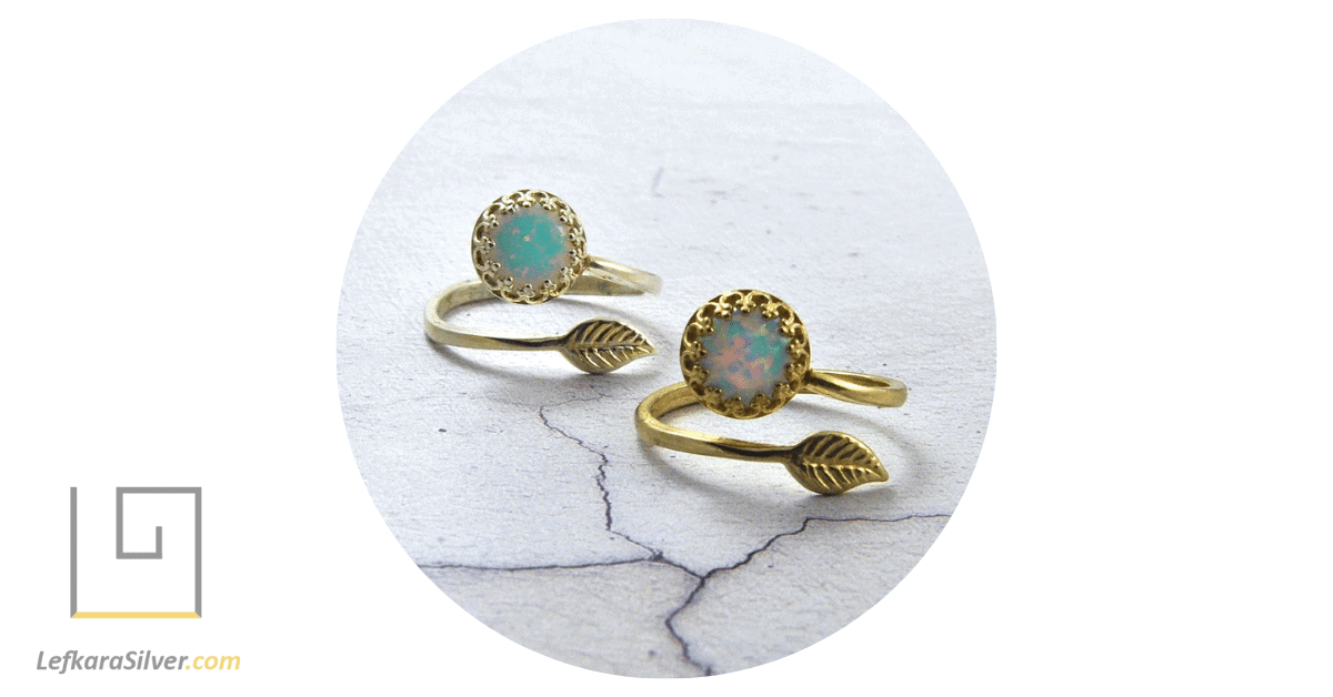 a pair of real opal wrap rings
