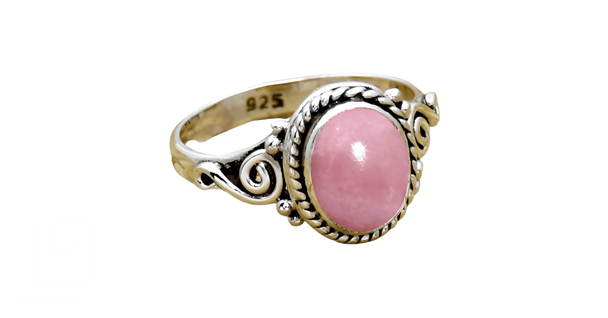 a silver pink opal ring