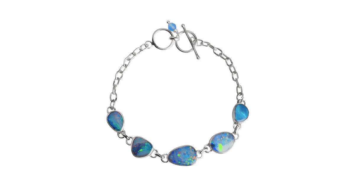 A blue opal bracelet from Australia.