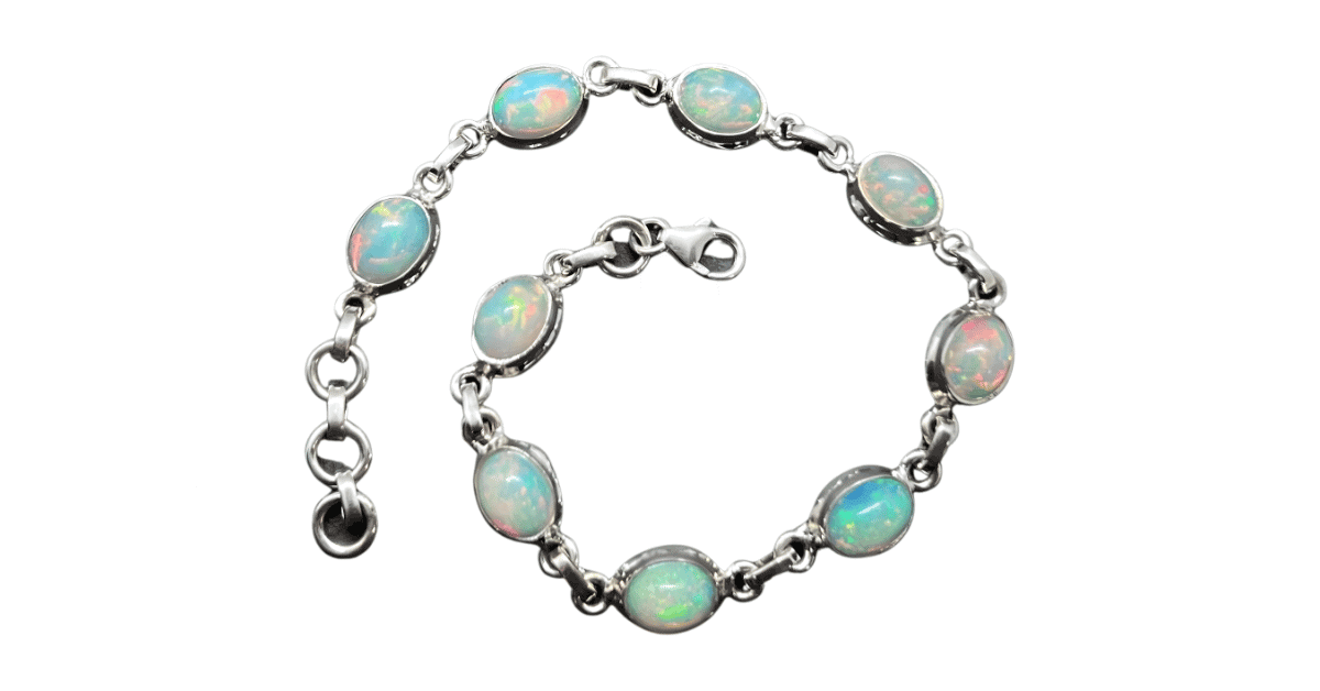 a 925 sterling silver Ethiopian opal bracelet