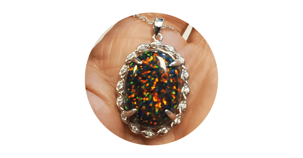 a black opal pendant.