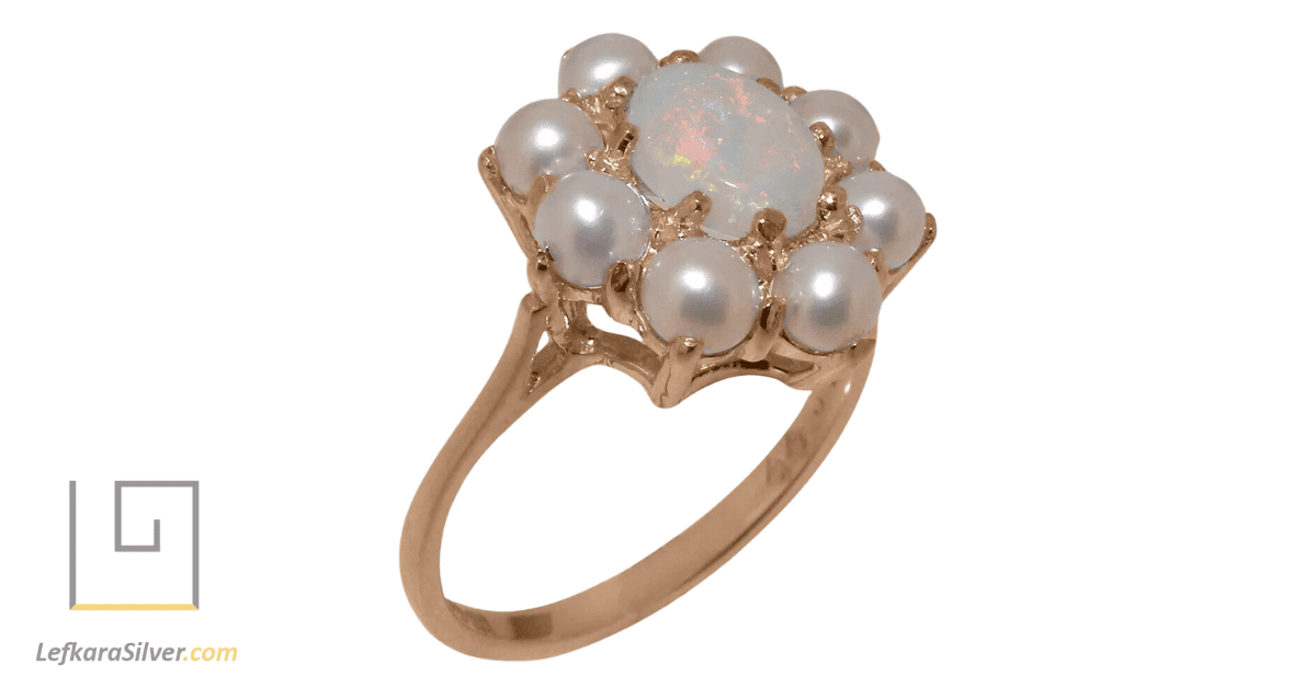 an opal and pearl vintage ring