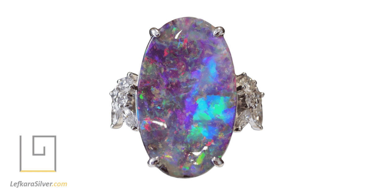 a blue opal jewelry ring