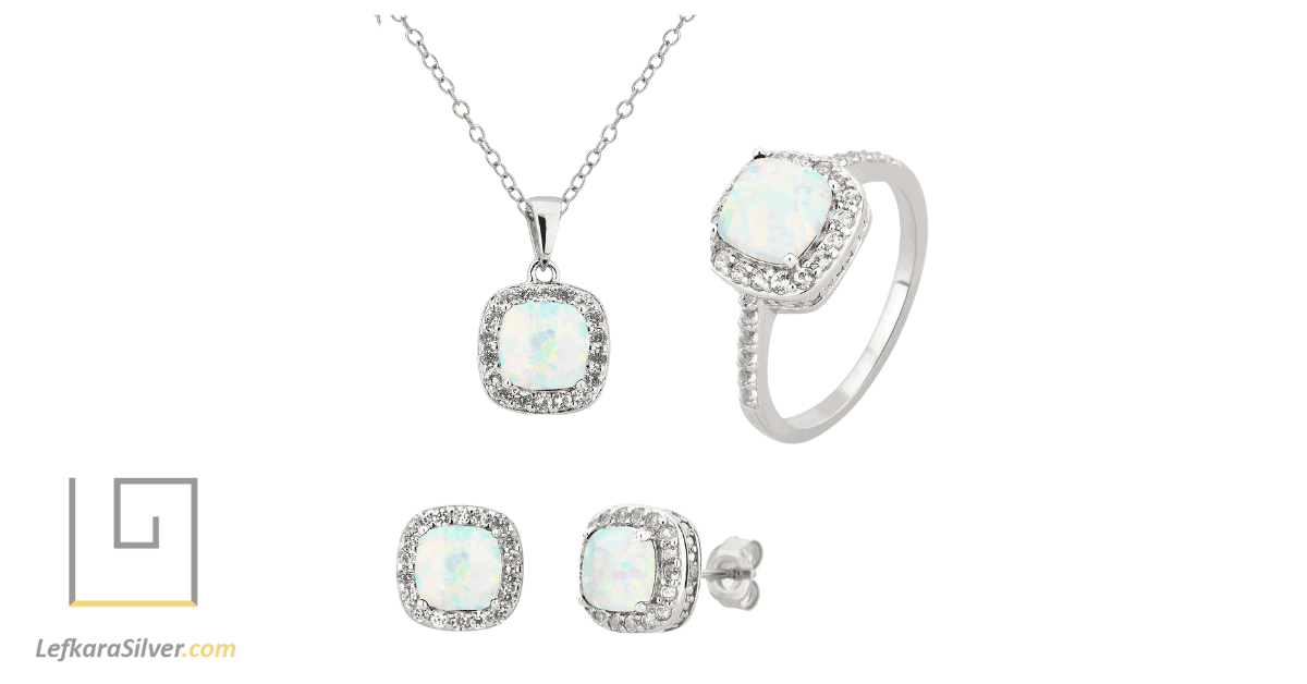 a white opal jewelry set