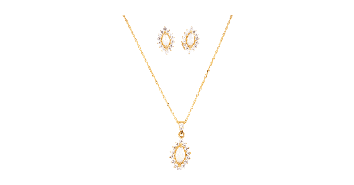 A gold opal jewelry set.