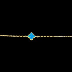 Blue Opal Bracelet Clover Elegance Gold Plated Jewelry Product Shot - Isolated View - Lefkara Silver