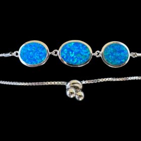 Blue Opal Bracelet Coastal Trio Silver Jewelry Product Shot - Isolated View - Lefkara Silver