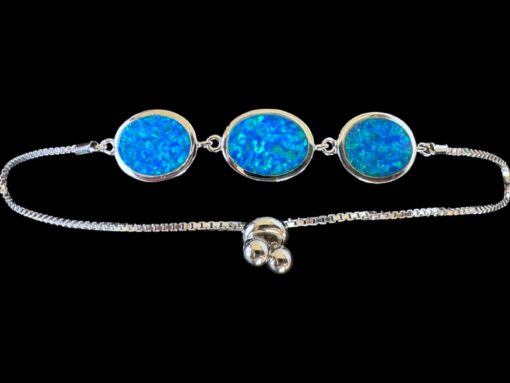 Blue Opal Bracelet Coastal Trio Silver Jewelry Product Shot - Isolated View - Lefkara Silver