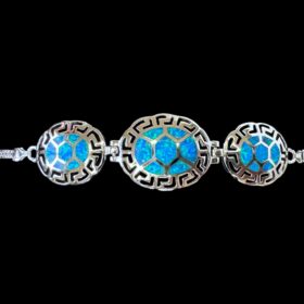 Blue Opal Bracelet Cosmic Meander Silver Jewelry Product Shot - Isolated View - Lefkara Silver