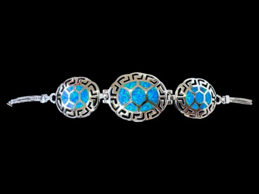 Blue Opal Bracelet Cosmic Meander Silver Jewelry Product Shot - Isolated View - Lefkara Silver