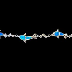 Blue Opal Bracelet Dolphin Dance Silver Jewelry Product Shot - Isolated View - Lefkara Silver