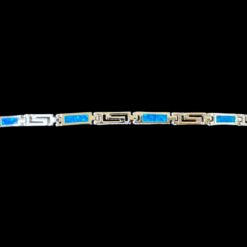 Blue Opal Bracelet Mosaic Tile Silver Jewelry Product Shot - Isolated View - Lefkara Silver