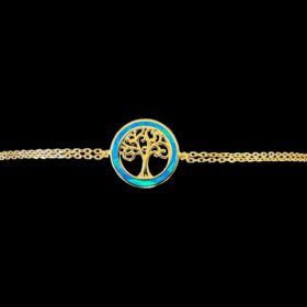 Blue Opal Bracelet Radiant Tree of Life Gold Plated Jewelry Product Shot - Isolated View - Lefkara Silver