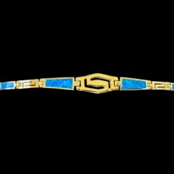 Blue Opal Bracelet Sailing Meander Gold Plated Jewelry Product Shot - Isolated View - Lefkara Silver