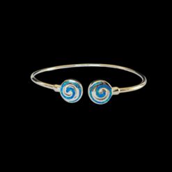 Blue Opal Bracelet Spiral Bangle Silver Jewelry Product Shot - Isolated View - Lefkara Silver