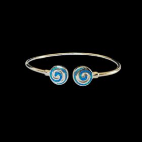 Blue Opal Bracelet Spiral Bangle Silver Jewelry Product Shot - Isolated View - Lefkara Silver