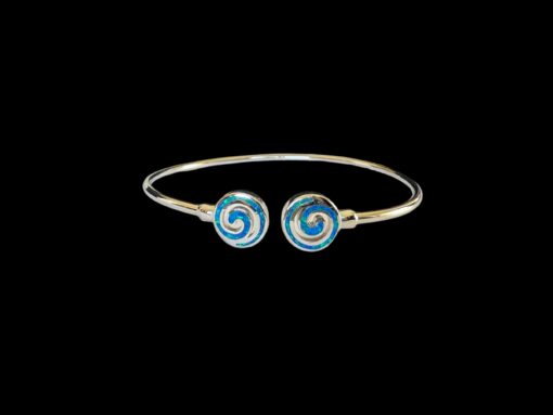 Blue Opal Bracelet Spiral Bangle Silver Jewelry Product Shot - Isolated View - Lefkara Silver