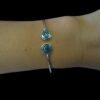 Blue Opal Bracelet Spiral Bangle Silver Jewelry Wear Shot - Model Shot - Lefkara Silver