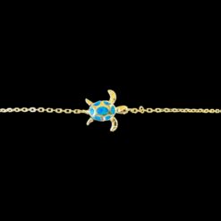 Blue Opal Bracelet Starlight Turtle Gold Plated Jewelry Product Shot - Isolated View - Lefkara Silver