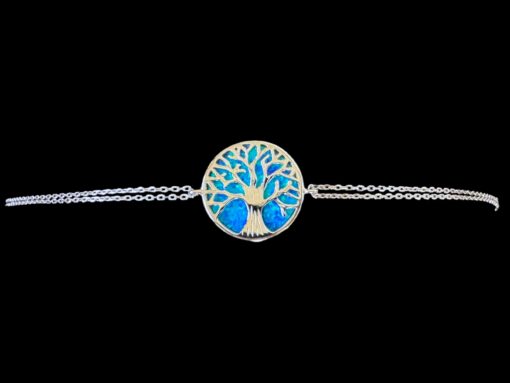 Blue Opal Bracelet Tree of Life Portal Silver Jewelry Product Shot - Isolated View - Lefkara Silver