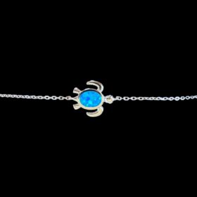 Blue Opal Bracelet Turtle Tale Silver Jewelry Product Shot - Isolated View - Lefkara Silver