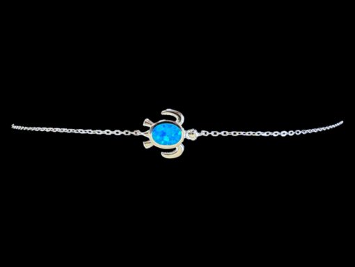 Blue Opal Bracelet Turtle Tale Silver Jewelry Product Shot - Isolated View - Lefkara Silver