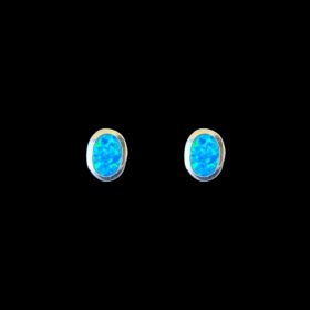 Blue Opal Earrings Birthstone Silver Jewelry Product Shot - Isolated View - Lefkara Silver