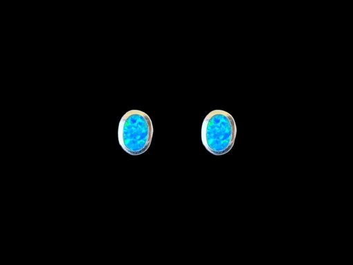 Blue Opal Earrings Birthstone Silver Jewelry Product Shot - Isolated View - Lefkara Silver