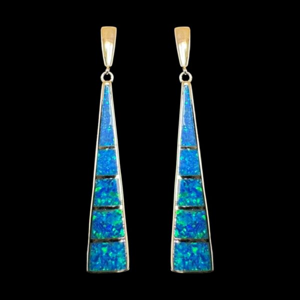 Blue Opal Earrings Blue Prism Silver Jewelry Product Shot - Isolated View - Lefkara Silver