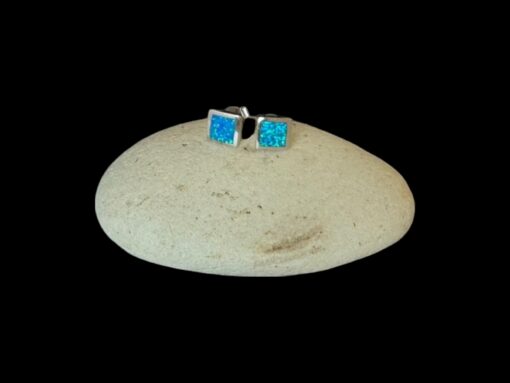 Blue Opal Earrings Diamond Studs Silver Jewelry Display Shot - Prop Shot - Lefkara Silver