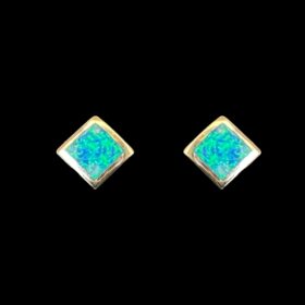 Blue Opal Earrings Diamond Studs Silver Jewelry Product Shot - Isolated View - Lefkara Silver