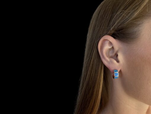 Blue Opal Earrings Oceanic Hoops - Image 2