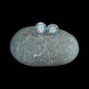 Blue Opal Earrings Phaistos Disk Halo Silver Jewelry Display Shot - Prop Shot - Lefkara Silver