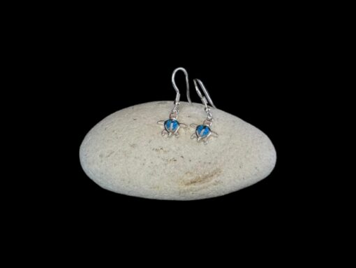 Blue Opal Earrings Sea Turtle Bliss Silver Jewelry Display Shot - Prop Shot - Lefkara Silver