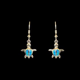 Blue Opal Earrings Sea Turtle Bliss Silver Jewelry Product Shot - Isolated View - Lefkara Silver