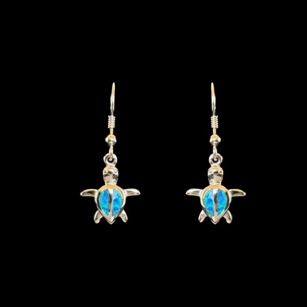 Blue Opal Earrings Sea Turtle Bliss Silver Jewelry Product Shot - Isolated View - Lefkara Silver