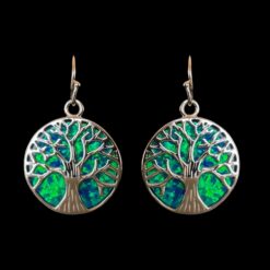 Blue Opal Earrings Tree of Life Portal Silver Jewelry Product Shot - Isolated View - Lefkara Silver