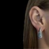 Blue Opal Earrings Vertical Maender Silver Jewelry Wear Shot - Model Shot - Lefkara Silver