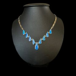 Blue Opal Necklace Aurora Drops Silver Jewelry Product Shot - Isolated View - Lefkara Silver