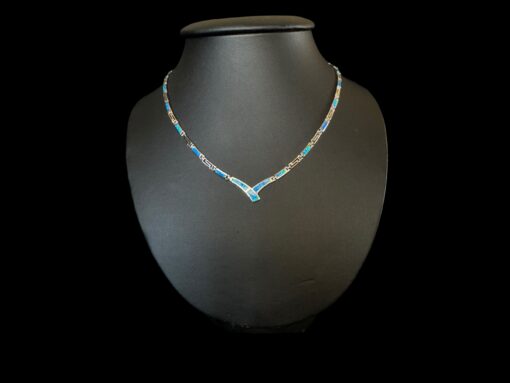 Blue Opal Necklace Maender River Silver Jewelry Product Shot - Isolated View - Lefkara Silver