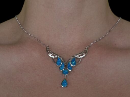 Blue Opal Necklace Teardrop Symphony - Image 2