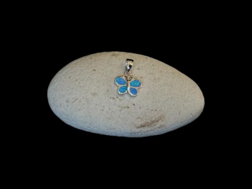 Blue Opal Pendant Butterfly Spirit Silver Jewelry Display Shot - Prop Shot - Lefkara Silver