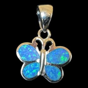 Blue Opal Pendant Butterfly Spirit Silver Jewelry Product Shot - Isolated View - Lefkara Silver