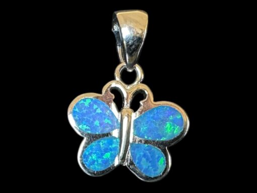 Blue Opal Pendant Butterfly Spirit Silver Jewelry Product Shot - Isolated View - Lefkara Silver